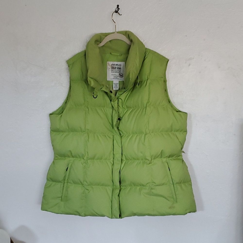Eddie Bauer EB700 Goose Down Puffer Vest in Lime Green Size 2XL